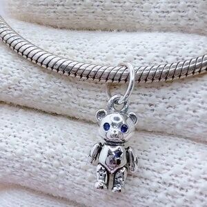 Teddy Bear Dangle Charm S925 Sterling Silver Charm For Pandora Bracelet Necklace